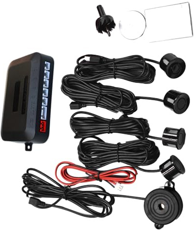 Baceyong Sommar bil backcykel ljud larm display sondsystem parkeringssensor kit, svart
