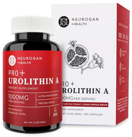 Neurogan Urolithin A PRO Capsules - 1000mg, 120 Ct - Advanced Cellular Health, Post Biotic Supplements - Ultra Micronized Urolithin A Supplement, Sourced from Pomegranate Extract