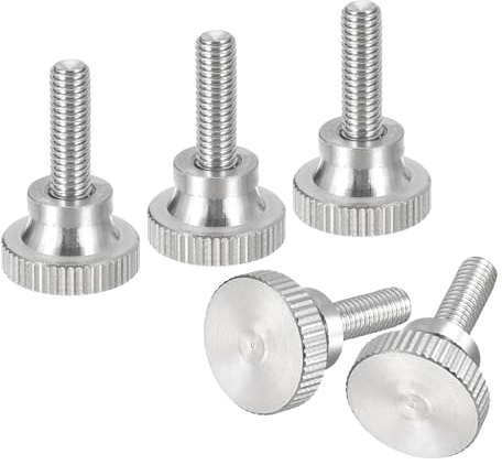 uxcell M5x16mm Knurled Thumb Screws, 5pcs 304 Stainless Steel Flat Knurled Head Thumb Screws Bolts with Shoulder Grip Knobs Fasteners