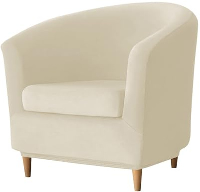 Meigeh Fundas para Sillón Chesterfield 2 Piezas Terciopelo Funda para Sillón de Club 1 Plaza Funda para Sillón Cabriolet de cóctel Elástica Beige