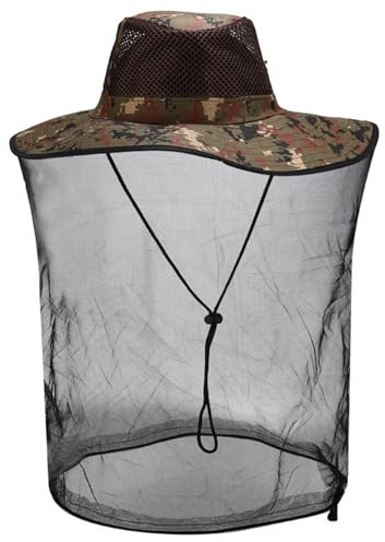 Générique Chapeau de Safari avec Moustiquaire Chapeau de Soleil Chapeau de Pêche Chapeau de Jungle Camouflage avec Filet de Tête Anti-Moustique Insectes pour Homme Femme