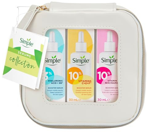 Simple Booster Serum Collection 3 piece Gift Set with a small Travel Beauty Bag
