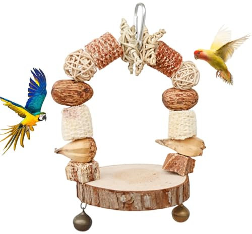 Altalena per pappagalli, altalena per pappagalli, altalena in legno per parrocchetti, calopsitte, pappagallini, piccioncini, cacatua