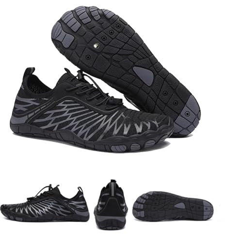 DMJHJY Zapatos de conexión a Tierra con Cobre, Zapatos de conexión a Tierra, Zapatos Descalzos para Mujeres y Hombres, Calzado de Caminata Impermeable Trail Running (Negro,43)