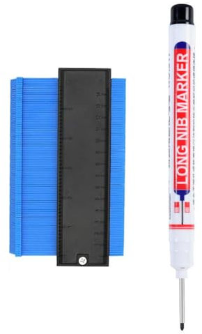 Medidor de Contornos,Retoo Medidor de Contorno,Conectable Medidor de Contornos,5 pulgadas Herramienta de Medición de Perfil Irregular,Para Laminado,Madera,Suelos,Azulejos,Azul