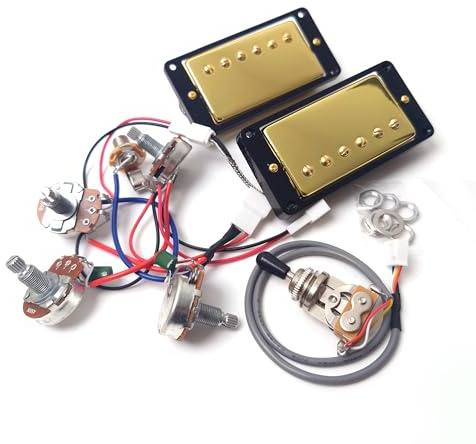 ProBucker Alnico 2 Pack Humbucker Pickup Set for Gibson Les Paul Pickups, Neck and Bridge Pickups with 2 Conductor Quick Connect Terminals, 2V2T Wiring Harness, Upgrade
