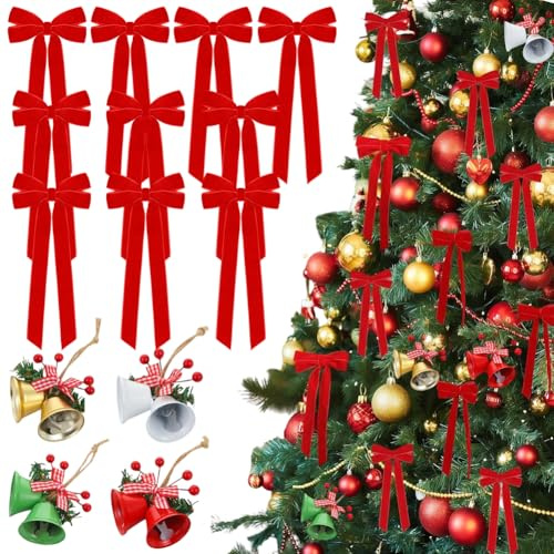 JynxtoyZeal Lazos para árbol de Navidad, Lazo de Cinta para árbol de Navidad,Lazos arbol Navidad,Decoracion Arbol Navidad, Adornos Navideños Decoración Regalos Casa