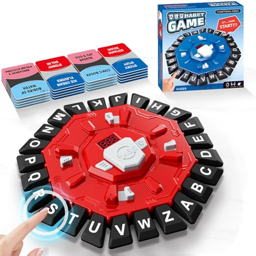 HTGWCG Gioco di Parole Giochi da Tavolo per Famiglia per Bambini e Adulti, Gioco di 24 Lettere, Giochi di Puzzle Divertenti e Veloci per Ragazzi e Ragazze, Timer di Visualizzazione, 2 Modalità, 220