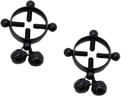 Round Non-Piercing Nipple Rings, Metal Nipple Clamps,Stainless Steel Fake Nipple Rings,Adjustable Non-Piercing Nipple Clamp Breast Clips, for Ladies Own Use and Flirting with Couples(Black, Bell)