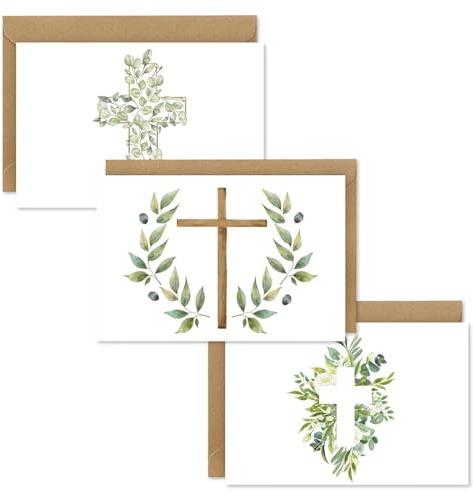 CATZUM 9 Tarjetas de Invitación para Comunión con Sobres, Invitaciones Boho para Primera Comunión Floral para Rellenar, Diseño Moderno para Niños y Niñas (Eucalipto)