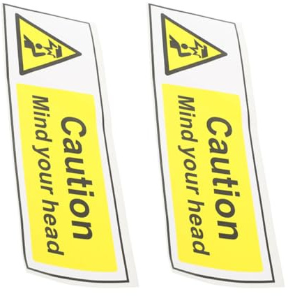 OSOLADY 2 Pezzi Cartelli di Avvertimento Adesivi 20x6,6 Cm Scritta Fai Attenzione alla Testa per Sicurezza in Casa, Ufficio e Fabbrica, Adesivo Segnale di Attenzione Resistente