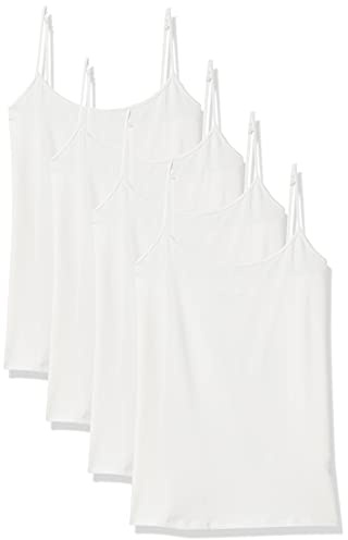 Amazon Essentials Canottiera Aderente Donna, Pacco da 4, Bianco, S