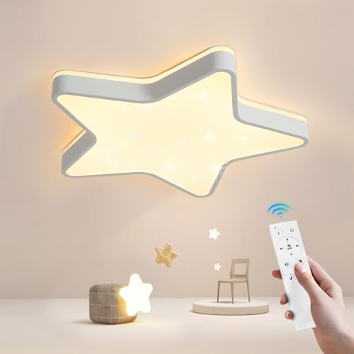 SUZNIU LED Deckenlampe Kinderzimmer Stern Kinderlampe Lampe Decke Dimmbar mit Fernbedienung Nachtlichtfunktion 3000K-6000K Kinder Deckenlampe für Schlafzimmer Wohnzimmer, 45cm