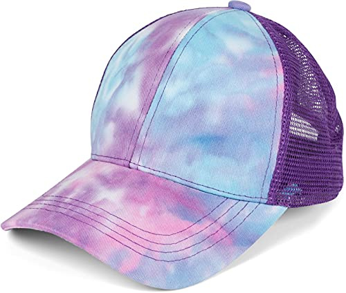 styleBREAKER Ponytail Baseballkeps batik med kardborreband,Türkis-Violett