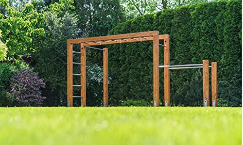 Buzz Gardens PULL UP GYMNASTICS Powder Coated Metal Monkey Bars Dip bar Ladder Rungs Chin up Climbing (Green 1250mm)