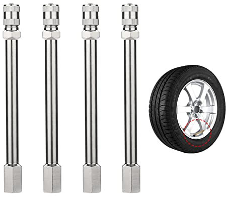 Ventilverlängerung für Reifen-Ventil 4 Stück Verlängerung Ventiladapter für Auto Ventilverlängerung Autoventil Metall Reifenventilverlängerung Autoventil Verlängerung für Ventile von Auto/LKW, 100 mm