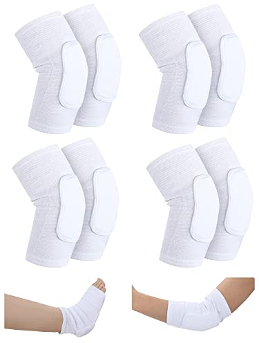 Sosation 8 Pcs Knit Elastic Heel Elbow Protectors for Pressure Sores Elbow Pads Protects Skin Ulcerations and Relieves Pressure Sleeve for Elderly Relieve Sores(M)
