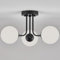 YIKEGE LICHT Modern Hängend Lampe Deckenleuchte Deckenlampe Retro Luster Hängeleuchte Vintage Kronleuchter Wohnzimmer Schlafzimmer Küche Esstisch mit 3 Mattglas Kugel Glas Globe Schwarz Lampenschirm