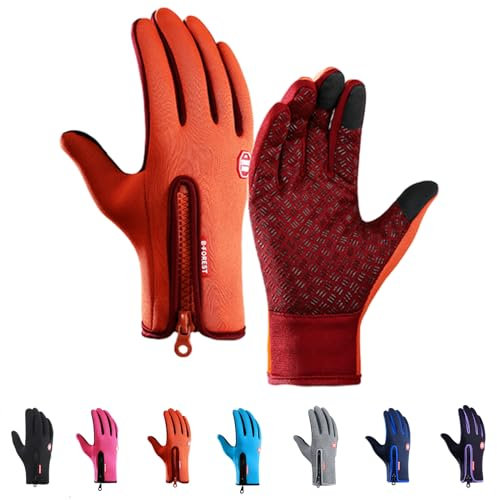 WIWIDANG Freezer Thermo Handschuhe, Freezer Thermo Pro Handschuhe, Thermo Handschuhe Herren Damen Thermohandschuhe Winter (Orange, S)