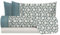 zer0bed Laura Biagiotti Bettwäsche-Set für Doppelbett, Baumwolle, Bett-Set, 100% Baumwolle, Bettlaken Spannbetttuch, Paar Kissenbezüge, Geometrisches Muster, Petrol
