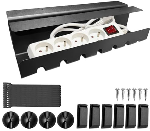 Baxcdyswe Juego de 2 Organizador de Cables, 43×10×10cm Negro Escritorio Canaleta Cables Management, Soporta 5kg, Cable Organizer for Escritorio para Hogar u Oficina - Mantener los Cables Ordenados
