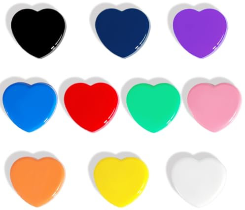 ZDZBLX Fridge Magnets – 10 Pack Strong Mini Magnets in 10 Colours, Heavy Duty Small Magnets for Whiteboard, Notice Board, Crafts, Office, School, Kitchen, Classroom - Cute Tiny Heart Magnet for Adults