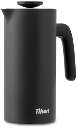 Tiken 1L French Press Edelstahl Double-Wall Vakuum Thermo Kaffeebereite Spülmaschinenfest