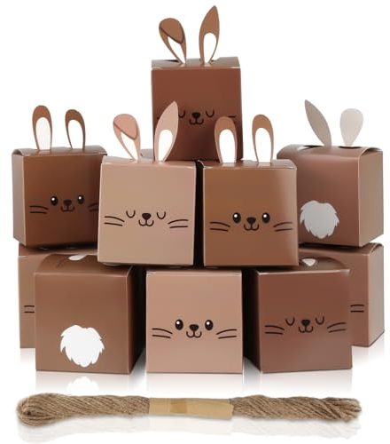 GUOYIHUA 12 Stück Geschenkboxen Osterhase, 250g Karton Geschenkboxen, Niedliche Kaninchenform Geschenkverpackung zum Befüllen, 7,5x7,5x7,5cm (4 Modelle)