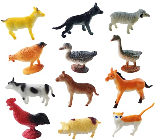DWFEYOI Bauernhof Tiere Figuren Spielzeug, 12-teilig Realistische Tiere Set Realistische Tierfiguren Sammlung, Tierfiguren, Lernspielzeug Geschenke für Mädchen Jungen ab 3 Jahre