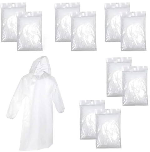 YSBCNK 10 Pcs Poncho Waterproof Adult, Disposable Poncho for Women and Men Emergency, 130cm with Hood and Sleeves Family Pack, for Outdoor Concert, Theme Park, Camping, Hiking