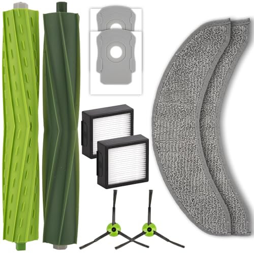 (10 Pack) Replacement Parts Compatible with iRobot Roomba Combo j7, Combo j7+, Combo j9+, Combo 10 Max Robot Vacuum, Dual Rubber Roller Brush, 2 Mop Pads, 2 HEPA Filters, 2 Dust Bags, 2 Side Brushes