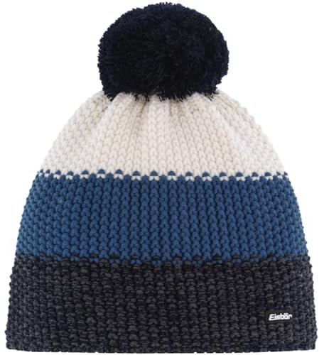 Eisbär Star Pompon Mütze Rewoolife - Klassische Wintermütze für Damen und Herren mit Merino-Mix, Dreistreifen-Design, Kuschelfleece & Bommel - Strickmütze, Wollmütze, Skimütze, Perfekt für kalte Tage