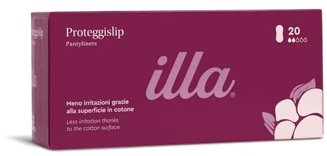 illa Proteggislip - Assorbenti Salvaslip con Superficie in Cotone al 100% - Proteggi Slip Anatomici - Per i Giorni del Ciclo di Flusso Leggero - Azione Odor Control - 1 Confezione da 20 Pezzi