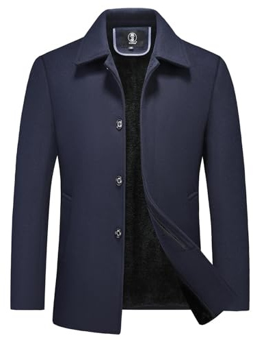KUDORO Manteau Homme en Laine Chaud pour Hiver Trench Coat Classique | Caban Parka Pardessus Slim Fit Business Coup-Vent Revers Overcoat