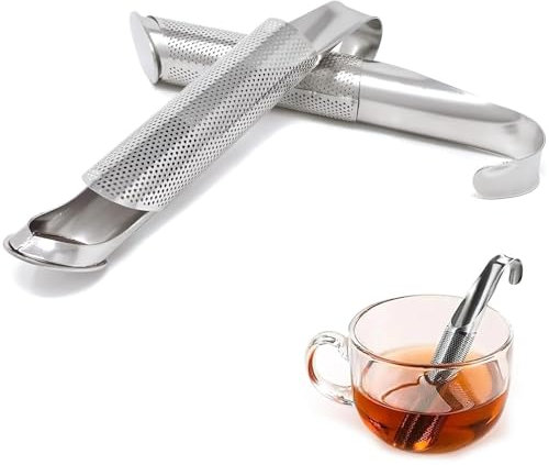 Lot De 2 Filtre À Thé, Filtre A The En Acier Inoxydable, Pipe À Thé Passoires De Diffuseur, Thé Réutilisable À Thé Tube Maille Fine De Filtre Thé, À Long Manche Passoire, Pour Thé En Vrac, Épices