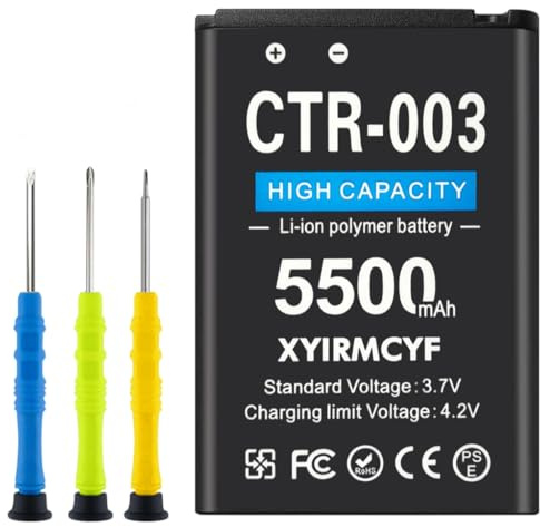 XYIRMCYF 5500mAh CTR003 Battery, (New Upgrade) High Capacity Battery Compatible with CTR-003 Nintendo 3DS 2DS-with Tool kit
