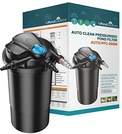 allpondsolutions Auto Cleaning Pressurised Koi Fish Pond Filter with UV Steriliser Light All in One - Ponds Up to 20000 litres - AUTO-PFC-20000