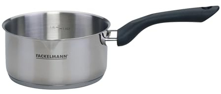 Fackelmann Geneva Cacerola 16X8 cms, Capacidad 1,5 Litros, Cazo de Acero Inoxidable con Núcleo de Aluminio, Resistente a Corrosión y Fácil de Limpiar, Distribución Uniforme del Calor