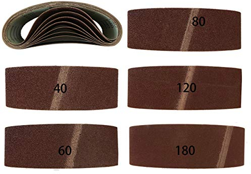 Bandas de lijado de tejido, 10 unidades, 75 x 457 mm, grano 2 de 40/60/80/120/180, para lijadora de banda