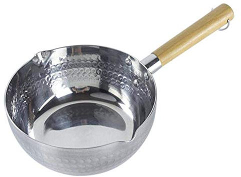 Casserole en aluminium avec poignée en bois, casserole à lait anti-adhésive sans couvercle pour cuisine, soupe, ragoût, sauce, pâtes (20 cm)