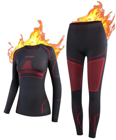 NOOYME Intimo Termico Donna Traspirante Set Pantaloni e Maglia Termica Donna Biancheria Intima Termica per Sci Elastica e Asciugatura Rapida