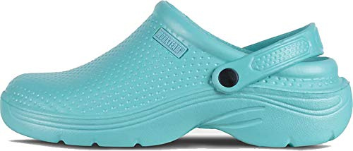 WORKTEAM Zueco Ultraligero de EVA Anatómico y Ergonómico con Cámara Ortopédica, Resistente a los Tropiezos y con Sujeción en Talón, Plantilla Incluida Unisex Turquesa 44/45 EU