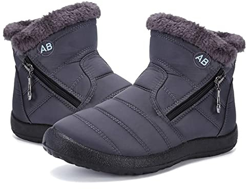 Maxome Bottes de Neige Femme Bottines Hiver Fourrure Doublure Chaude Courte Bottines Confort Winter Boots à Glissière Latérale Chaussures Extérieur Antidérapante