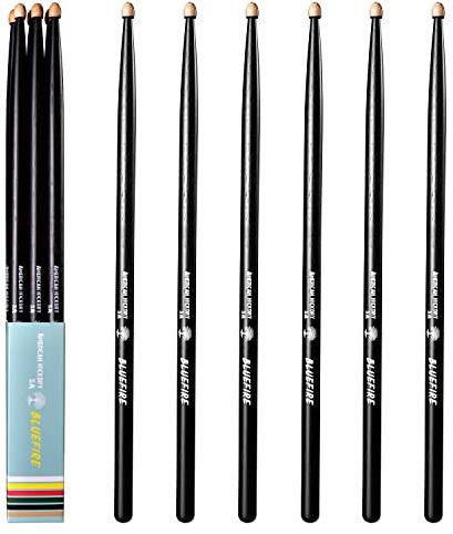 HUN Bluefire Black Color 5A Drumstick,6 Sticks,Weight Matched