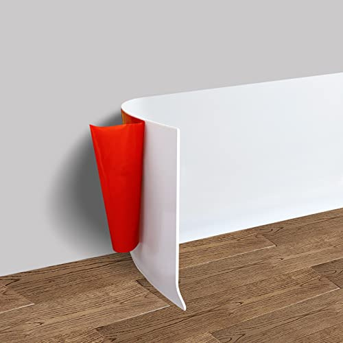 FONUNO Vinyl Wall Base Baseboard Molding Trim 4 Flexible Self Adhesive Rubber Wall Base Moulding Trim Peel and Stick Design, 4 Inch x 40 Feet, White