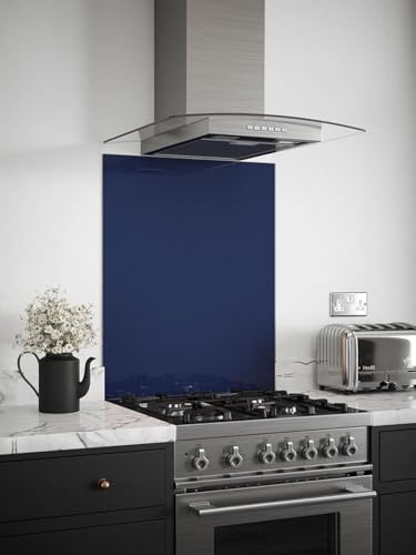 Midnight Blue Glass Kitchen Splashback 600mm x 750mm