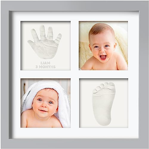 KeaBabies Kit d'empreintes de mains et de pieds de bébé – Kit souvenir d'empreintes de pieds de bébé fille, cadeaux de bébé garçon, cadeaux de fête prénatale pour garçons, filles (Cloud Gray)