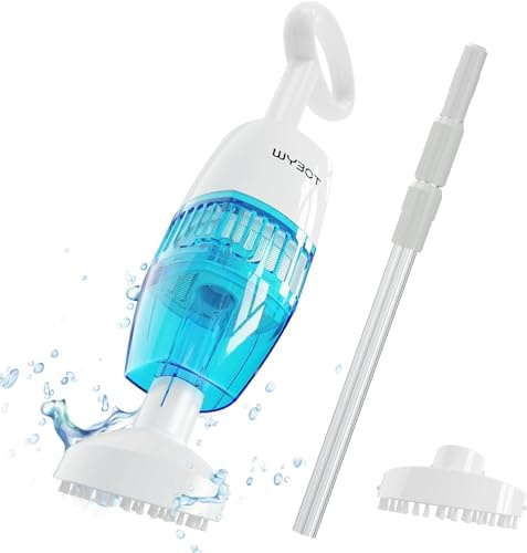 Aspirapolvere senza fili WYBOT per piscina con asta telescopica, ricaricabile e portatile, per una pulizia profonda con durata di 60 minuti, potente aspirazione, ideale per piscine fuori