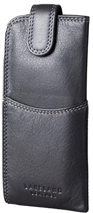 Lakeland Leather Étui à lunettes en cuir véritable (fermeture à clous), Fermeture à bouton-pression noire, taille unique