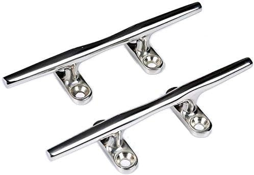 JT-HLM Marine Boat Cleats 316 Stainless Steel Dock Cleat Boat Cleat Open Base 5 inch for Kayak,Fishing Boat (2PCS)